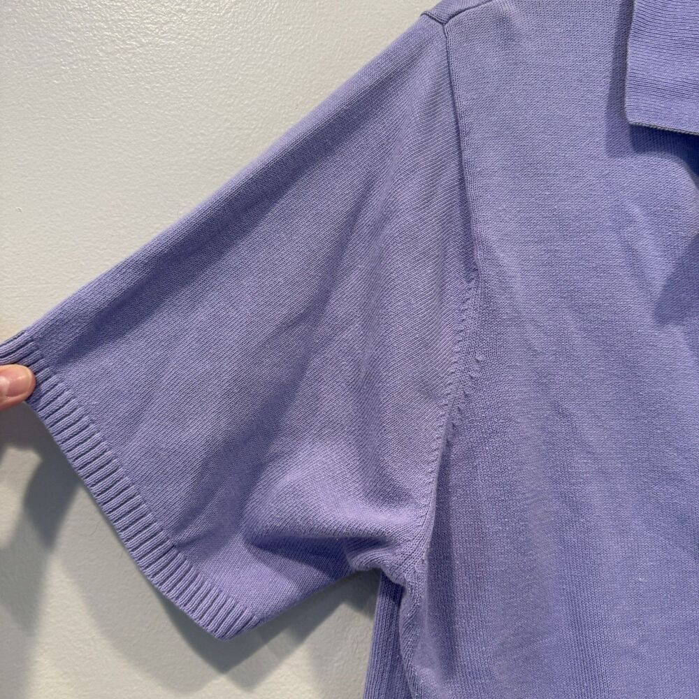 Vintage Button Up Knit Top Collared Short Sleeve Purple Preppy Women 18W/20W - Picture 6 of 7